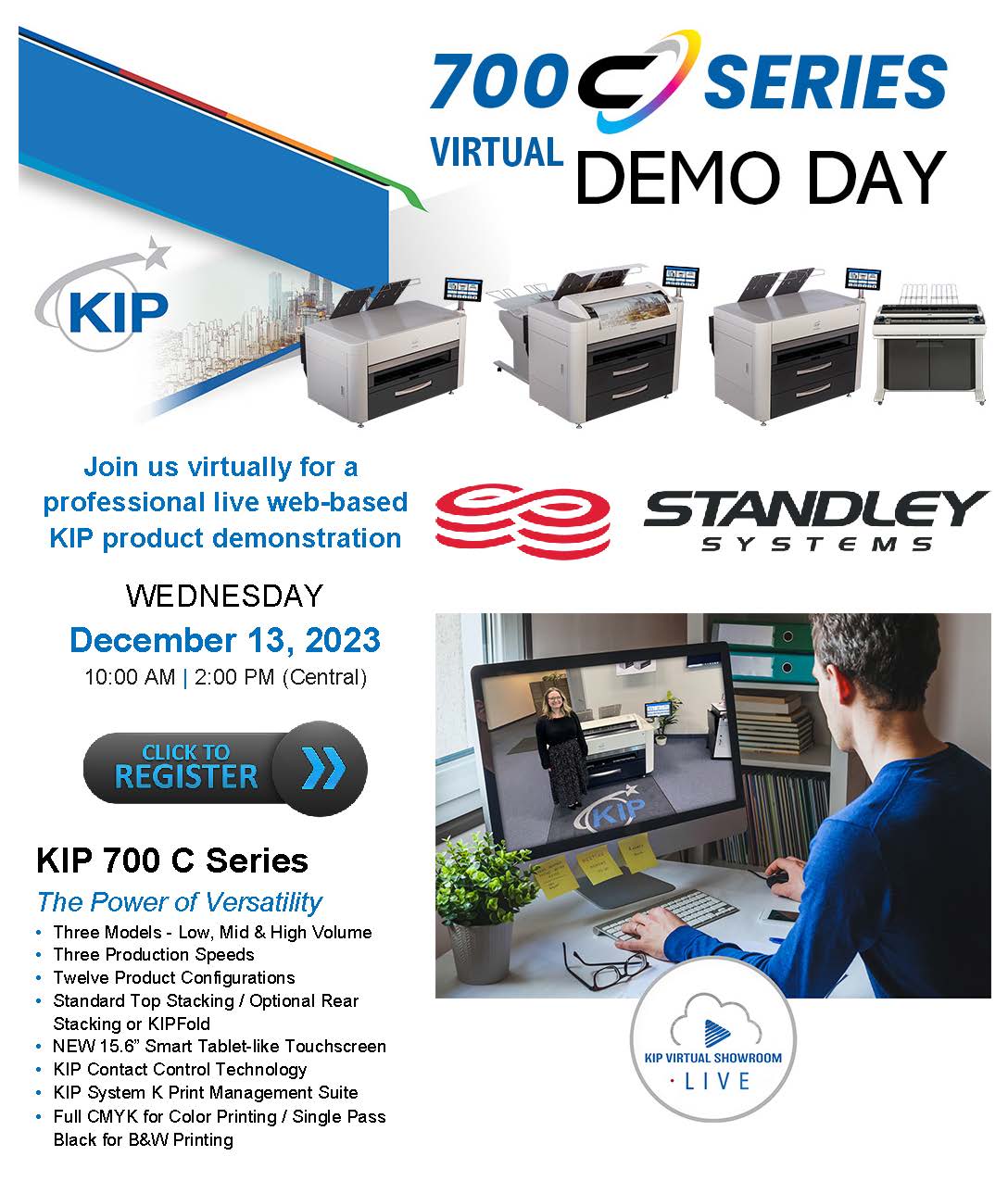Standley Systems - KIP 700 C Series Virtual Demo Days Email Invite